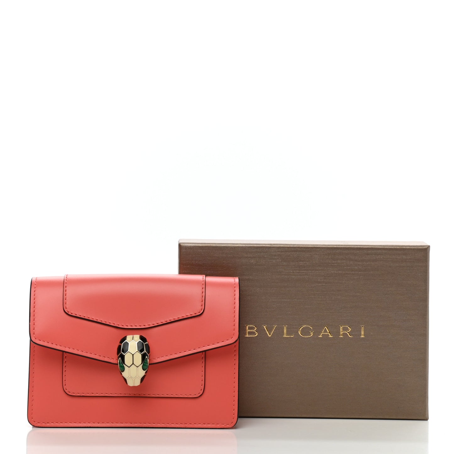 Calfskin Serpenti Forever Card Holder Pink