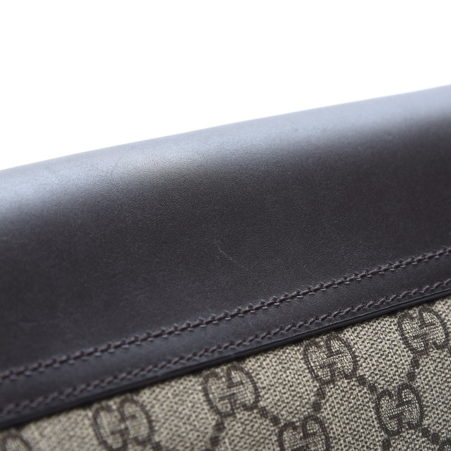 GG Supreme Monogram Selleria Calfskin Satchel Messenger Bag Beige Ebony Cocoa Marrone Scuro