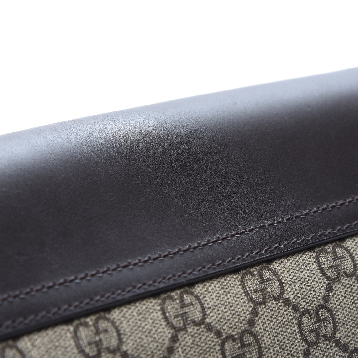 Gucci GG Supreme Monogram Selleria Calfskin Satchel Messenger Bag Beige Ebony Cocoa Marrone Scuro 8 of 13