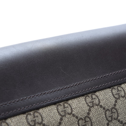 Gucci GG Supreme Monogram Selleria Calfskin Satchel Messenger Bag Beige Ebony Cocoa Marrone Scuro 8 of 13