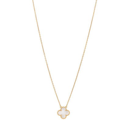 Van Cleef & Arpels 18K Yellow Gold Mother of Pearl Vintage Alhambra Pendant Necklace 1 of 4