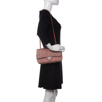 Chanel Tweed Quilted Medium Double Flap Pink 2 of 14