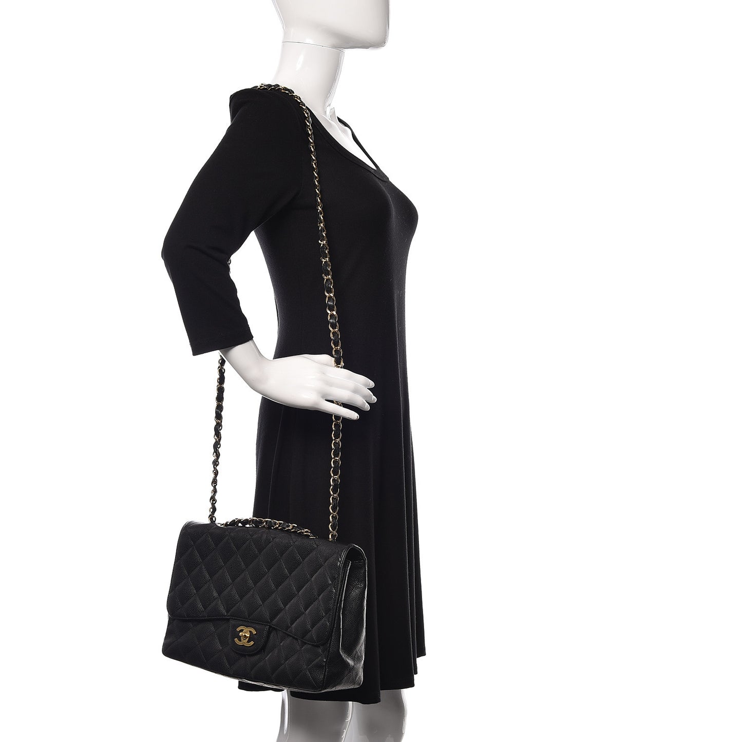Caviar Quilted Jumbo Single Flap Black