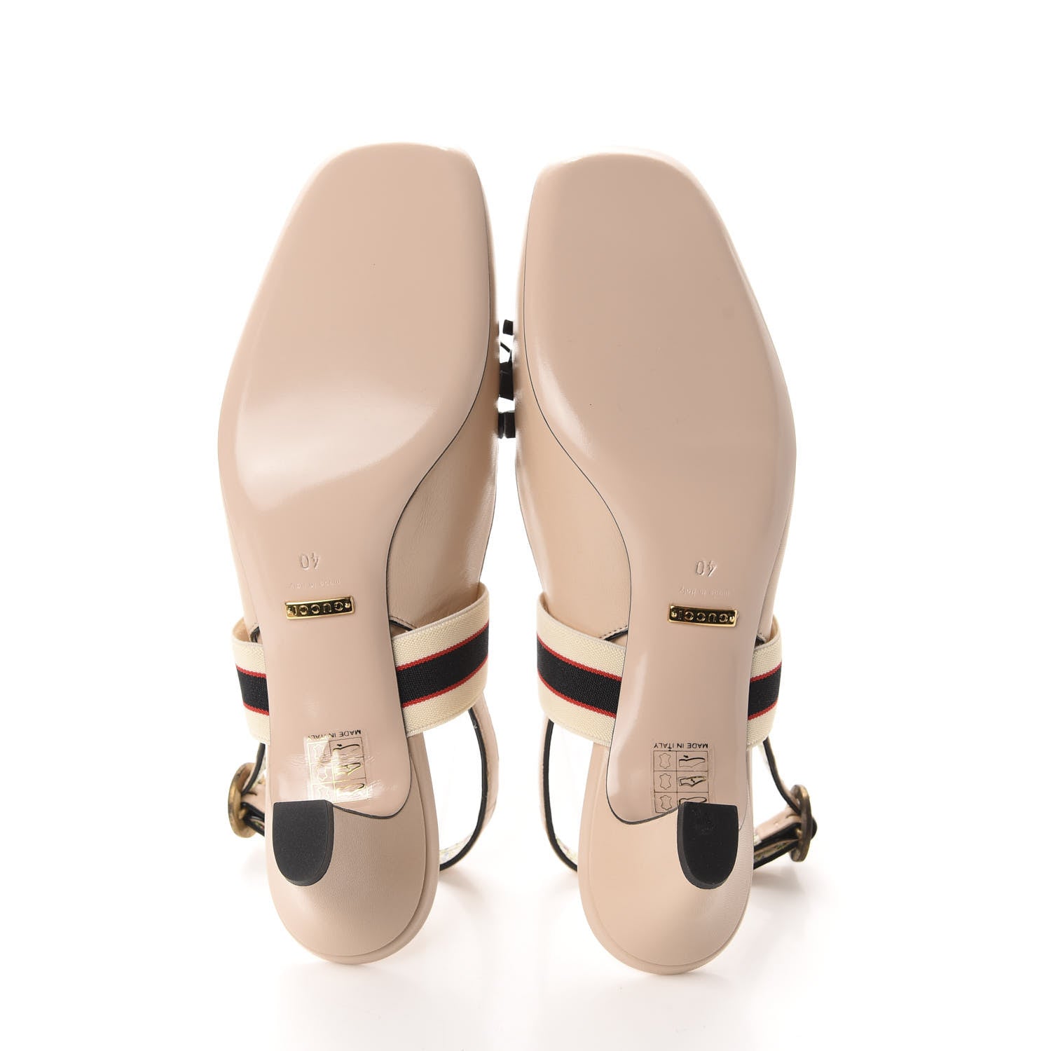 Gucci Malaga Kid Bow Ace Stripe Mid-Heel Slingback Pumps 40 Beige 7 of 11