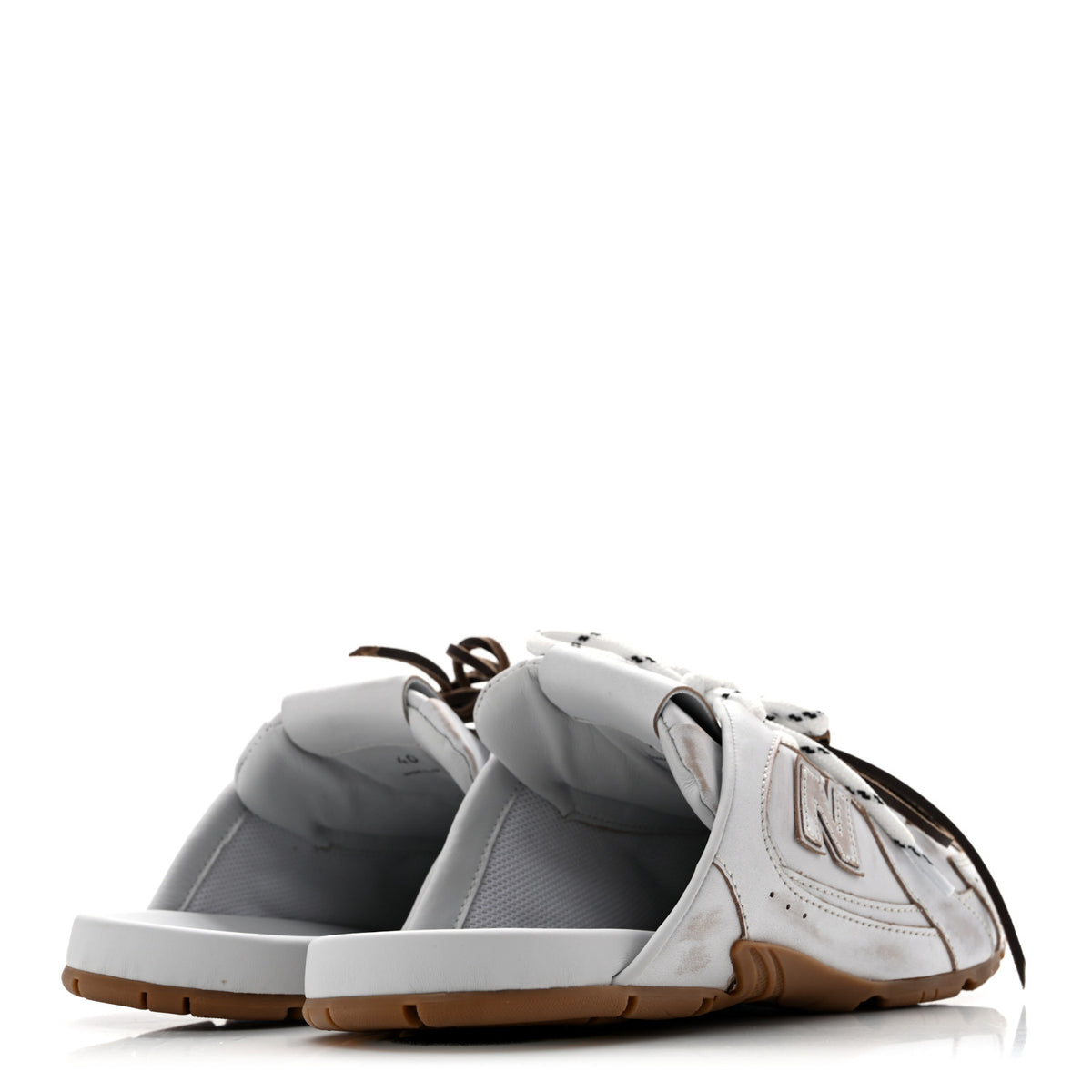 Miu Miu X NEW BALANCE Bleached Calfskin 530 SL Slip-On Sneakers Mules 40 White 5 of 9