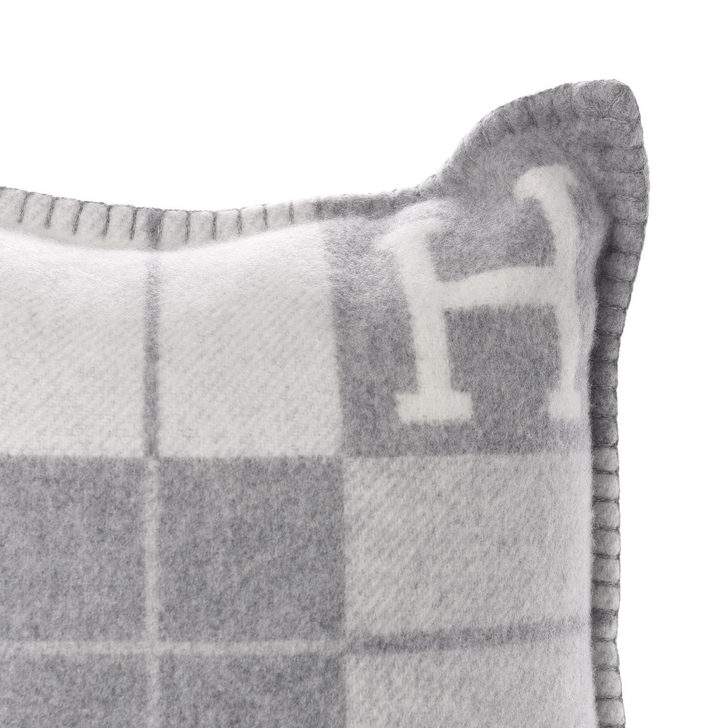 Hermes Wool Cashmere Avalon III Pillow PM Ecru Gris Clair 3 of 5