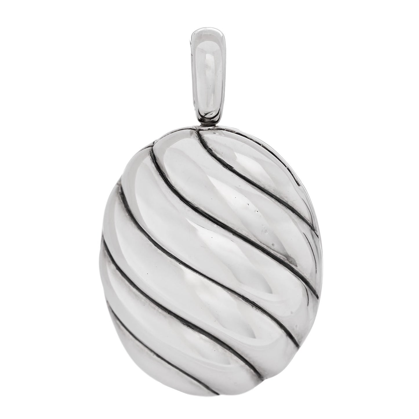 Sterling Silver Sculpted Cable Oval Locket Amulet Pendant
