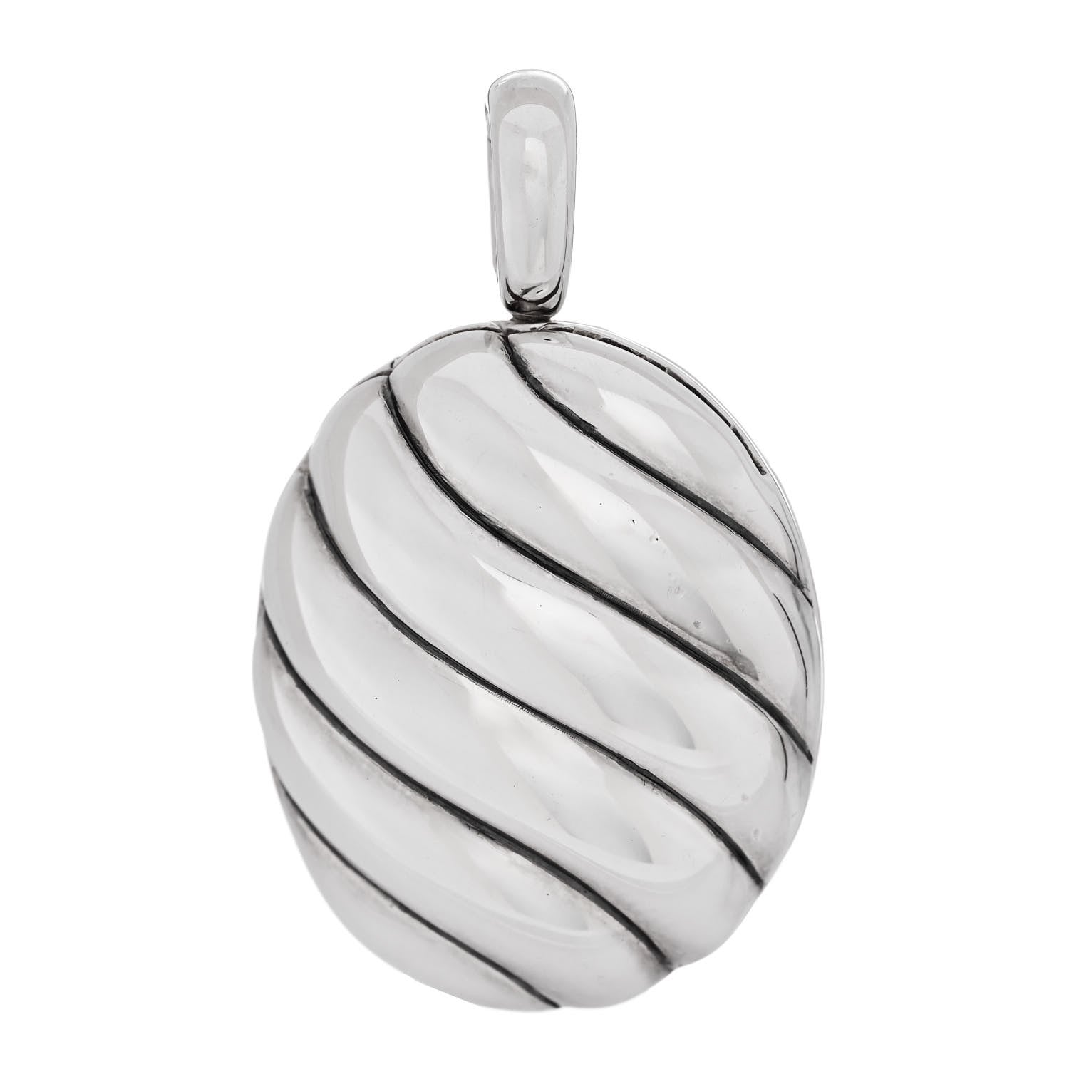 David Yurman Sterling Silver Sculpted Cable Oval Locket Amulet Pendant 1 of 6