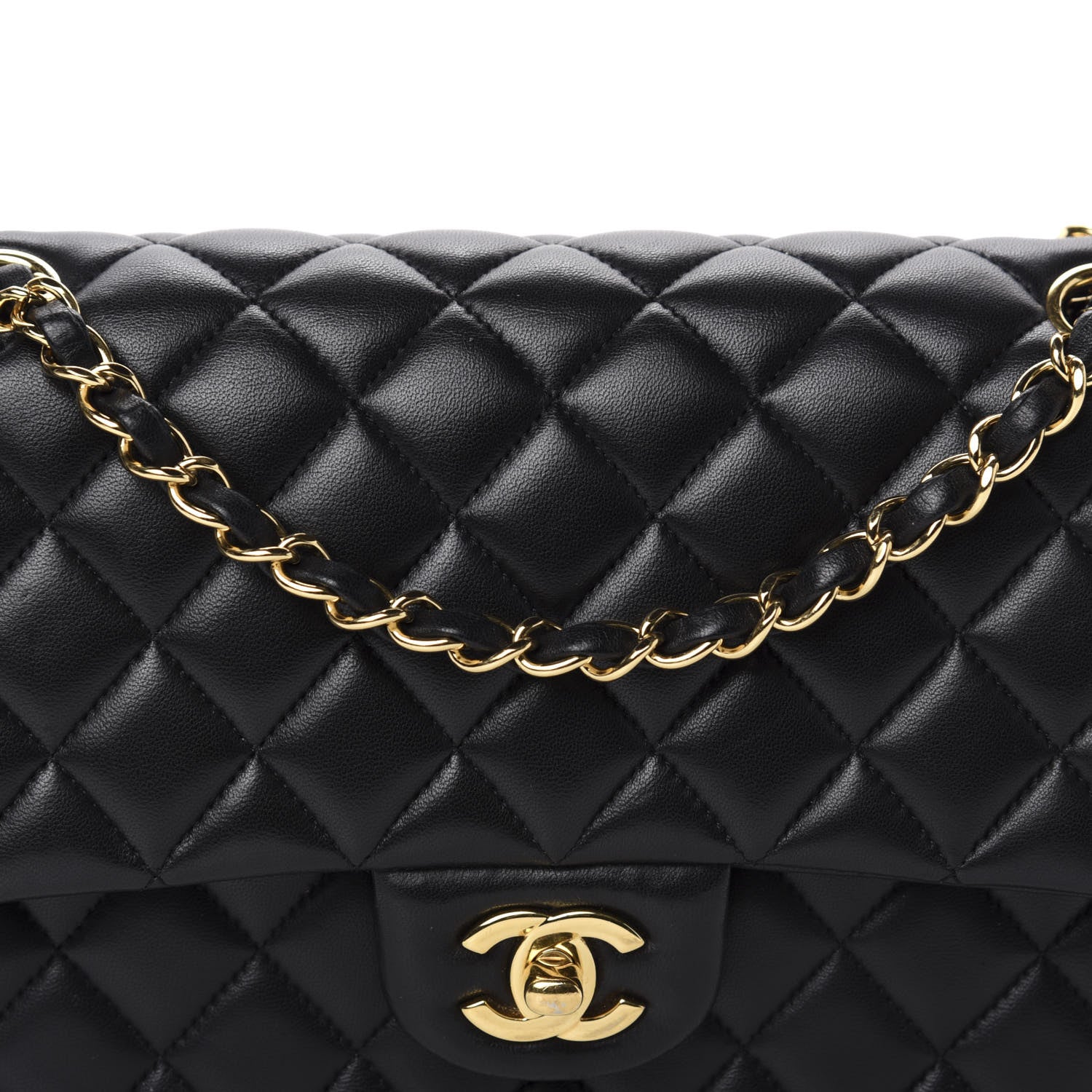 Chanel Lambskin Quilted Medium Double Flap Black 12 of 12