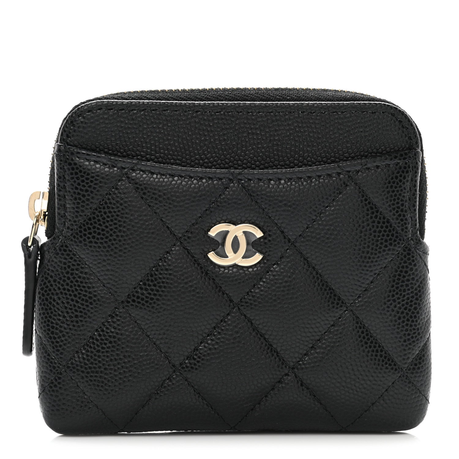 Chanel Caviar Quilted Zip Card Holder Wallet Black 1 of 9