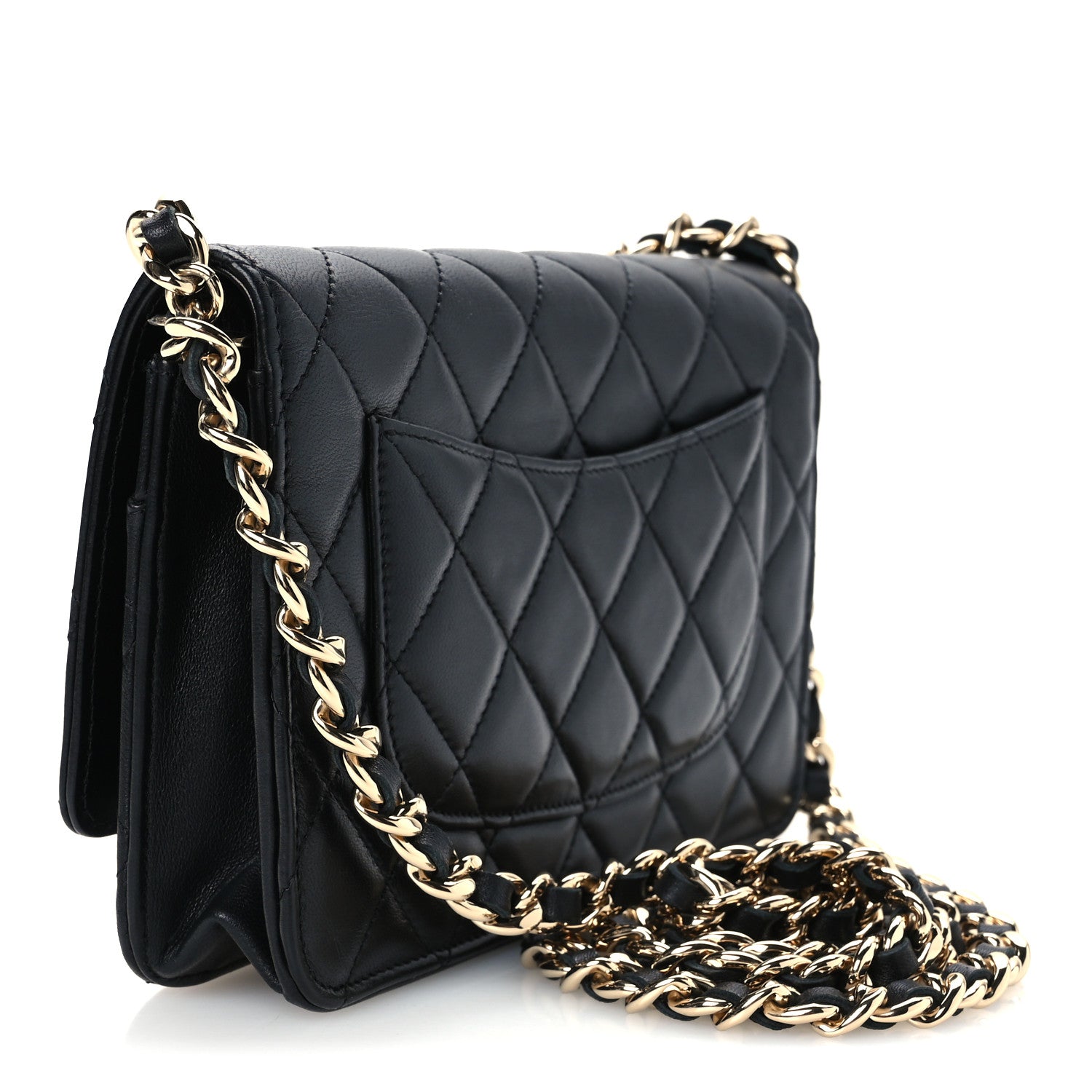 Chanel Lambskin Quilted Coco Charms Wallet On Chain Black 3 of 12