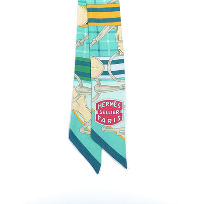 Hermes Silk Tatersale Twilly Canard Menthol Curry 4 of 5