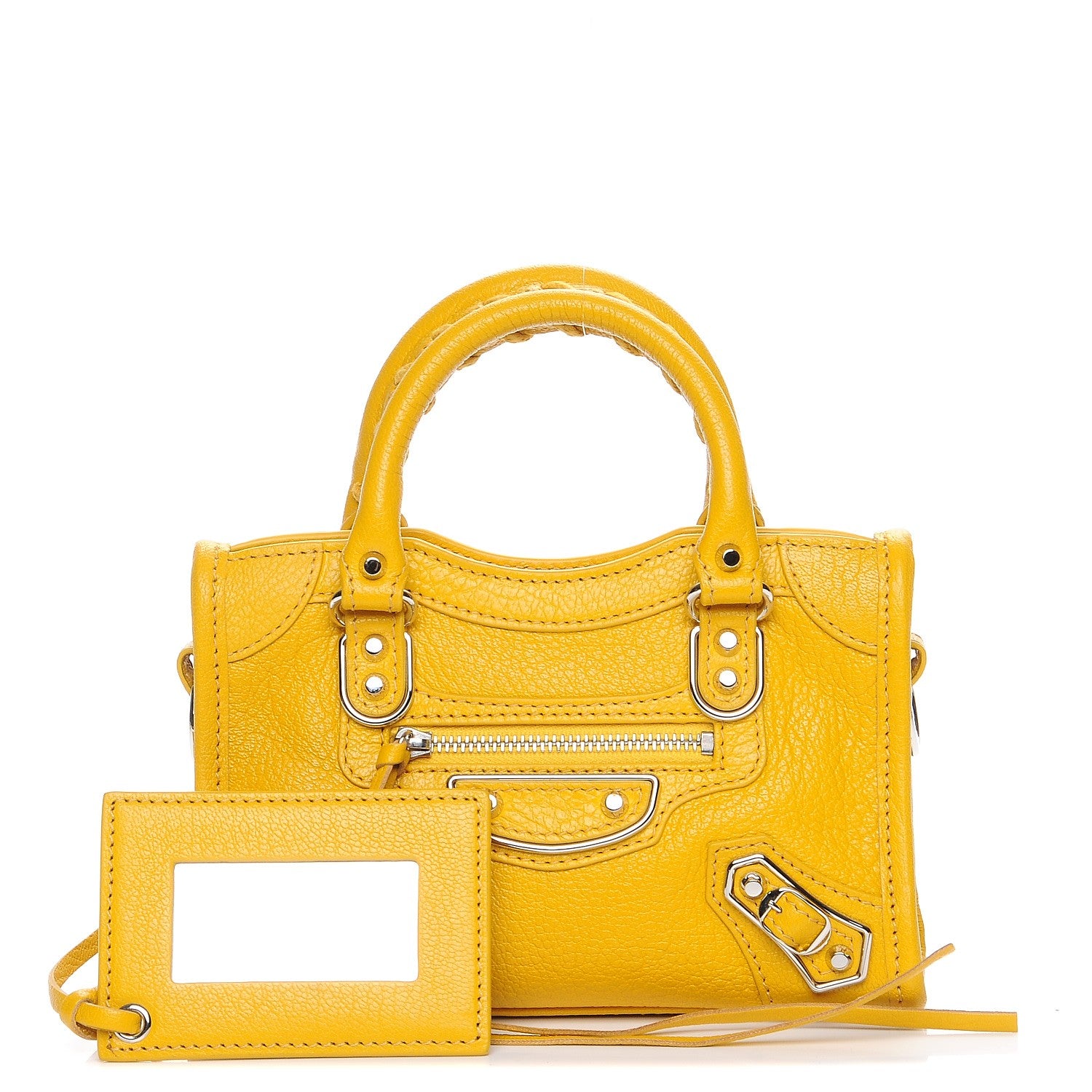 Balenciaga Chevre Silver Metallic Edge Hardware Nano City Jaune Epi 1 of 8