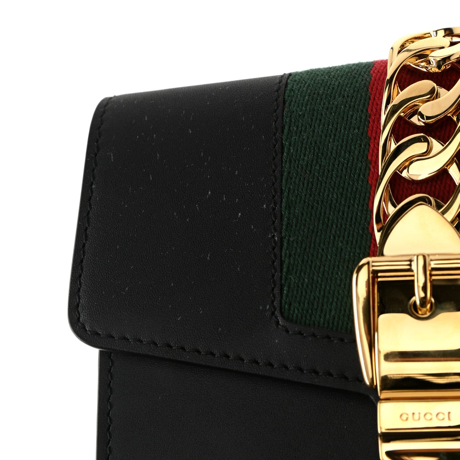 Gucci Calfskin Super Mini Sylvie Chain Shoulder Bag Black 10 of 10