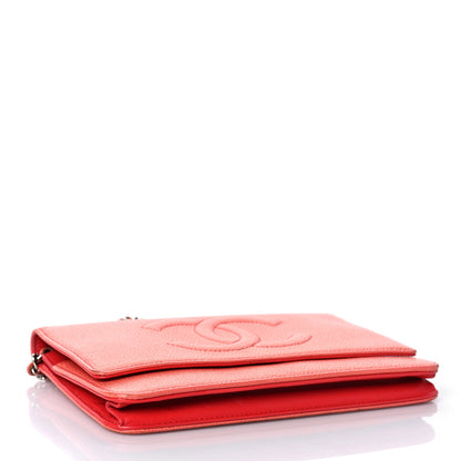 Chanel Caviar Timeless CC Wallet On Chain WOC Coral 4 of 12