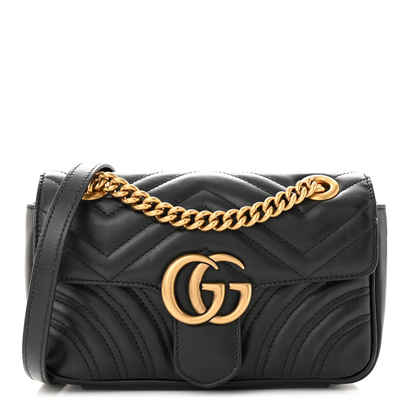 Calfskin Matelasse Mini GG Marmont Shoulder Bag Black
