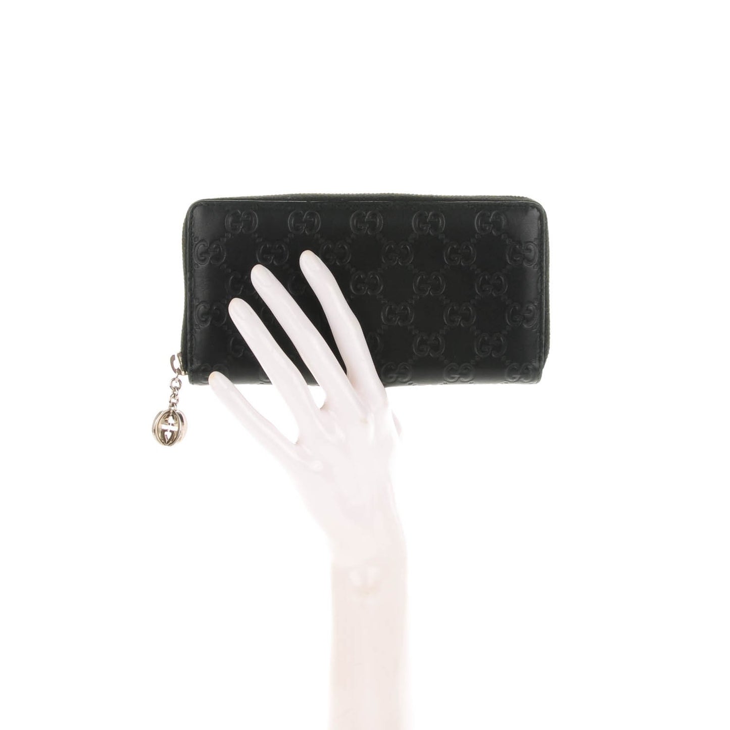 Guccissima Large Twins Zip Around Wallet Black