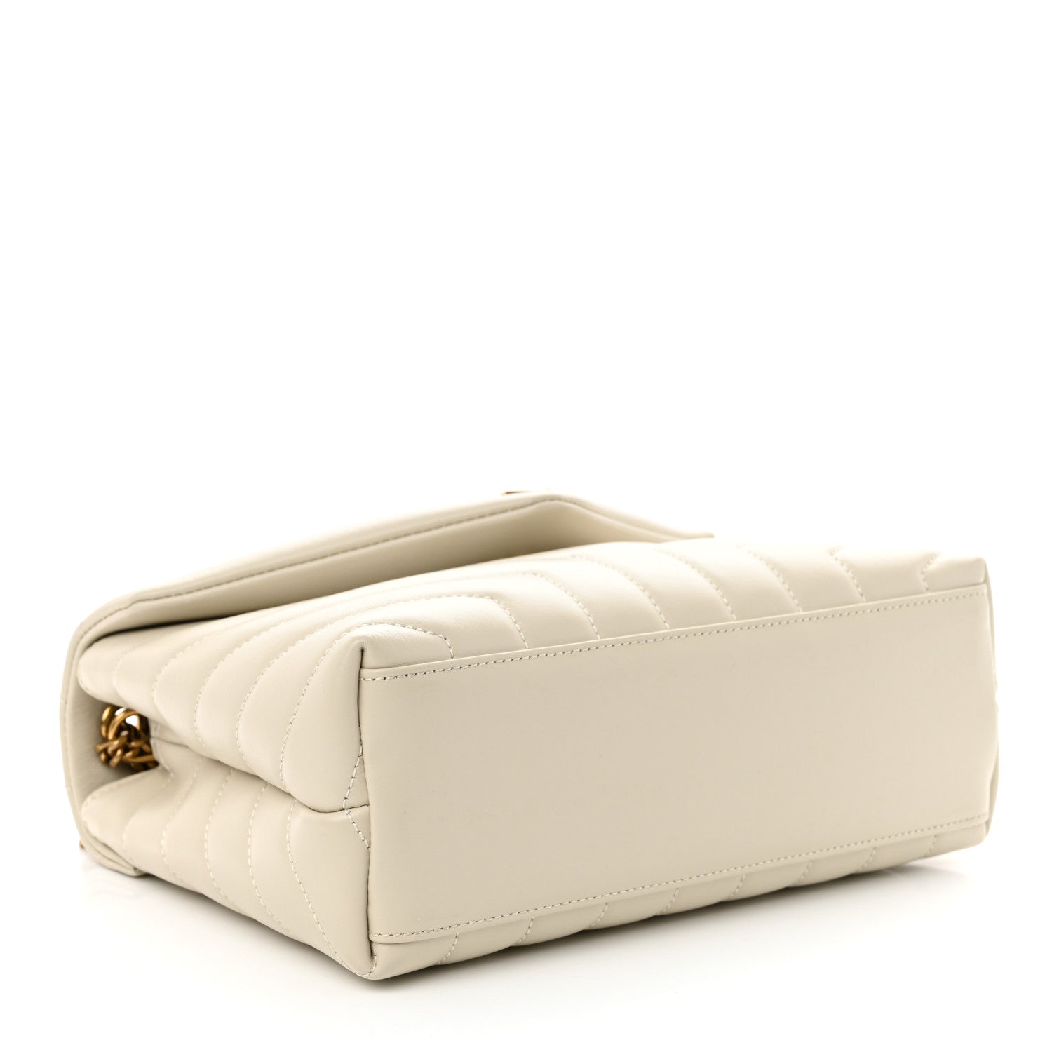 Saint Laurent Calfskin Y Quilted Monogram Small Loulou Chain Satchel Crema Soft 4 of 10