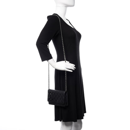 Chanel Calfskin Quilted Cambon Wallet On Chain WOC Black 2 of 16