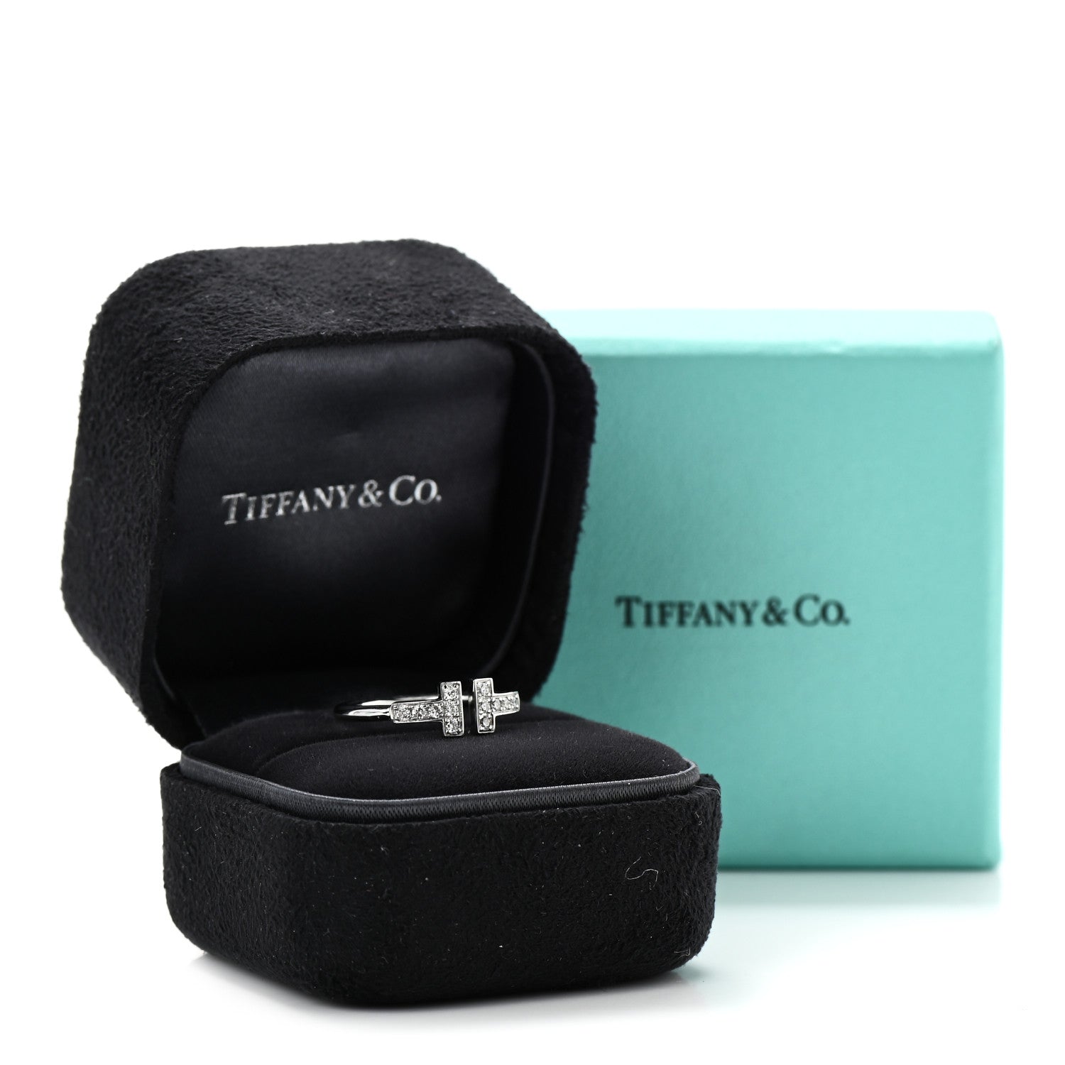 Tiffany 18K White Gold Diamond T Wire Ring 51 5.75 5 of 5