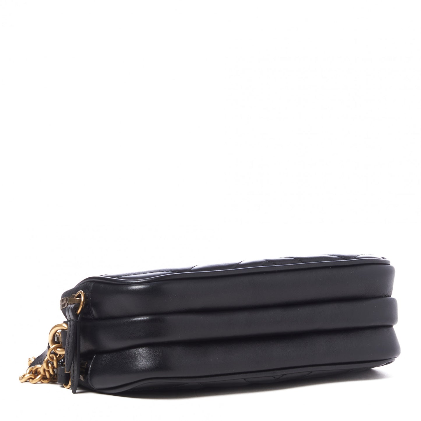 Calfskin Matelasse Mini GG Marmont Chain Crossbody Bag Black