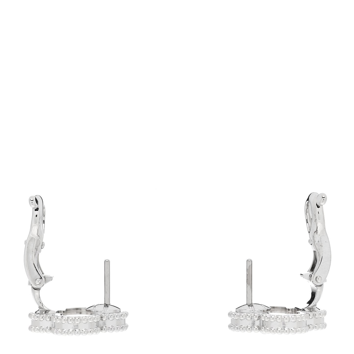 18K White Gold Mother of Pearl Vintage Alhambra Earrings