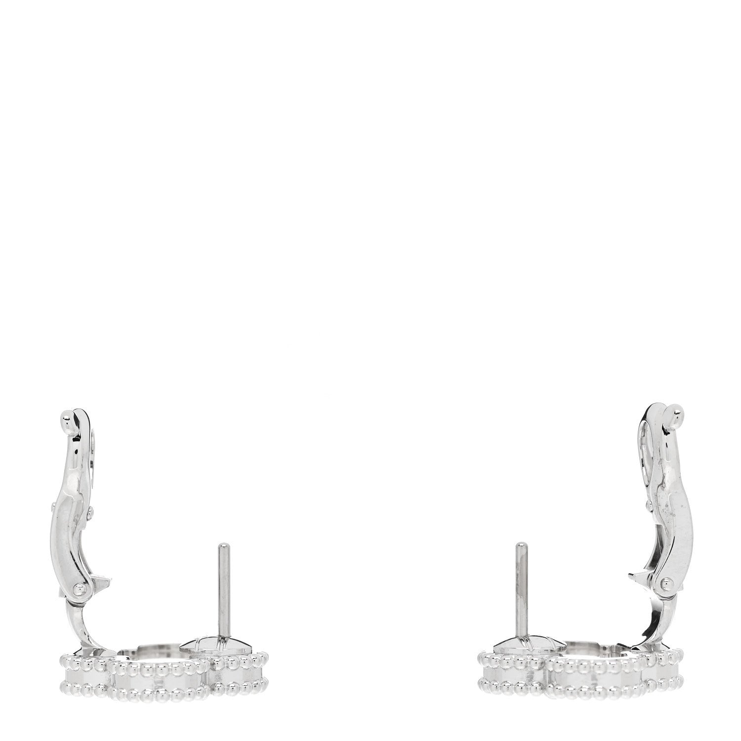 Van Cleef & Arpels 18K White Gold Mother of Pearl Vintage Alhambra Earrings 3 of 5