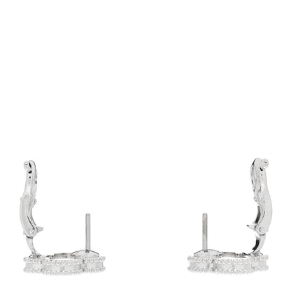 Van Cleef & Arpels 18K White Gold Mother of Pearl Vintage Alhambra Earrings 3 of 5