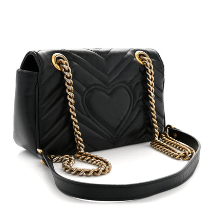 Gucci Calfskin Matelasse Mini GG Marmont Shoulder Bag Black 3 of 14