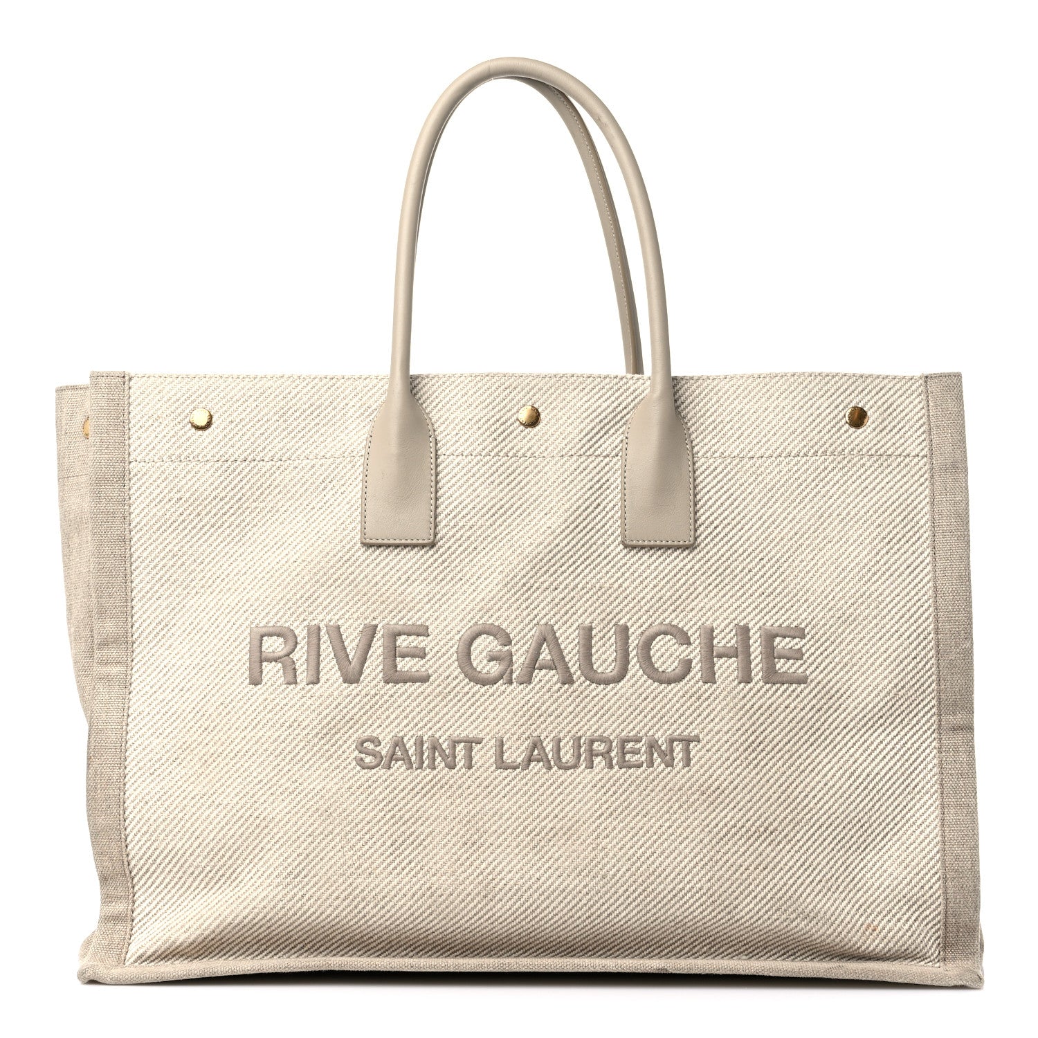 Saint Laurent Linen Calfskin Rive Gauche Tote Beige Sea Salt 1 of 16