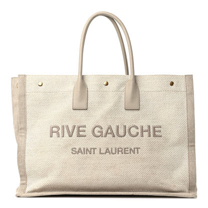 Saint Laurent Linen Calfskin Rive Gauche Tote Beige Sea Salt 1 of 16