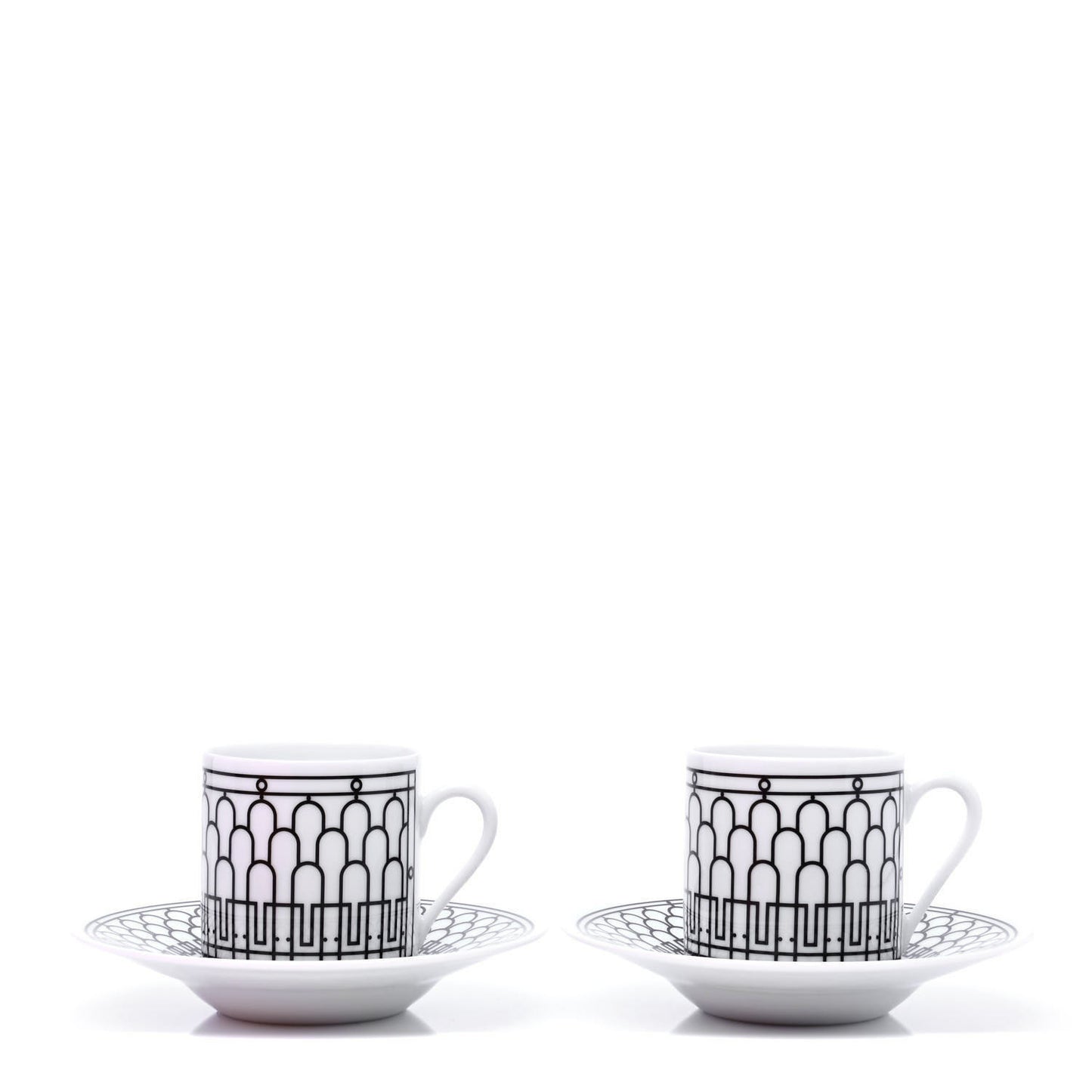 Porcelain H Deco Coffee Cup And Saucer Set Of 2 Black