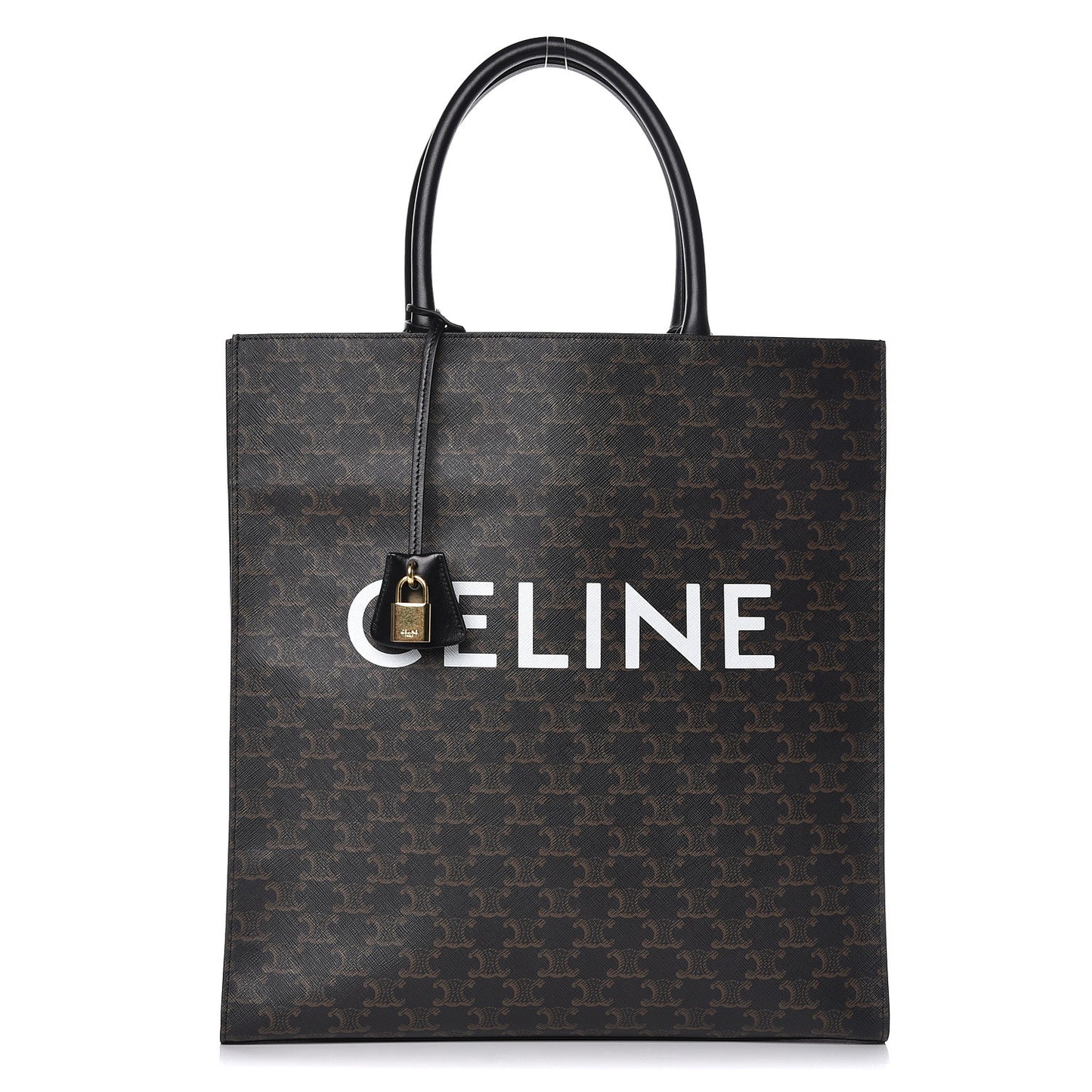 Triomphe Canvas Calfskin Large Vertical Cabas Black