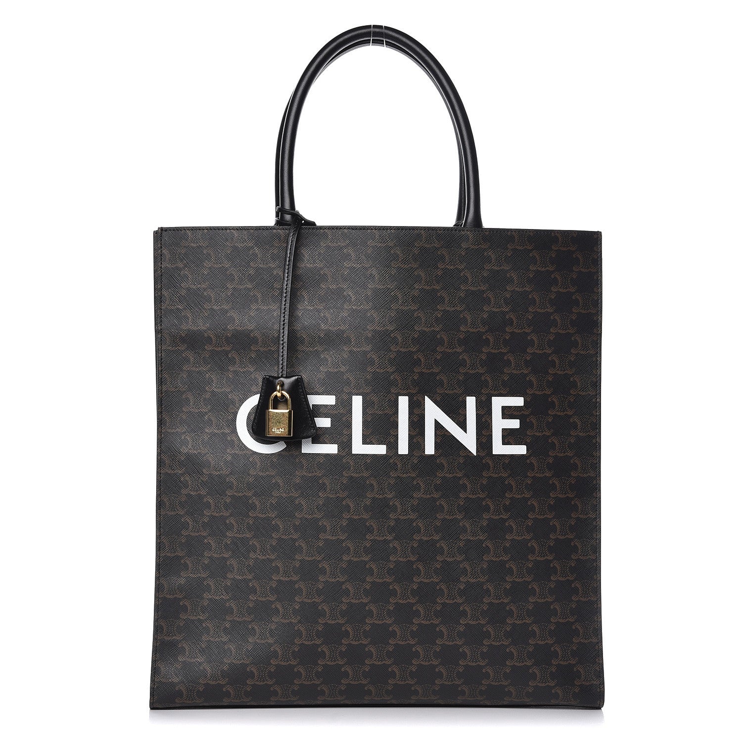 Celine Triomphe Canvas Calfskin Large Vertical Cabas Black 1 of 9
