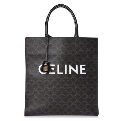 Celine Triomphe Canvas Calfskin Large Vertical Cabas Black 1 of 9