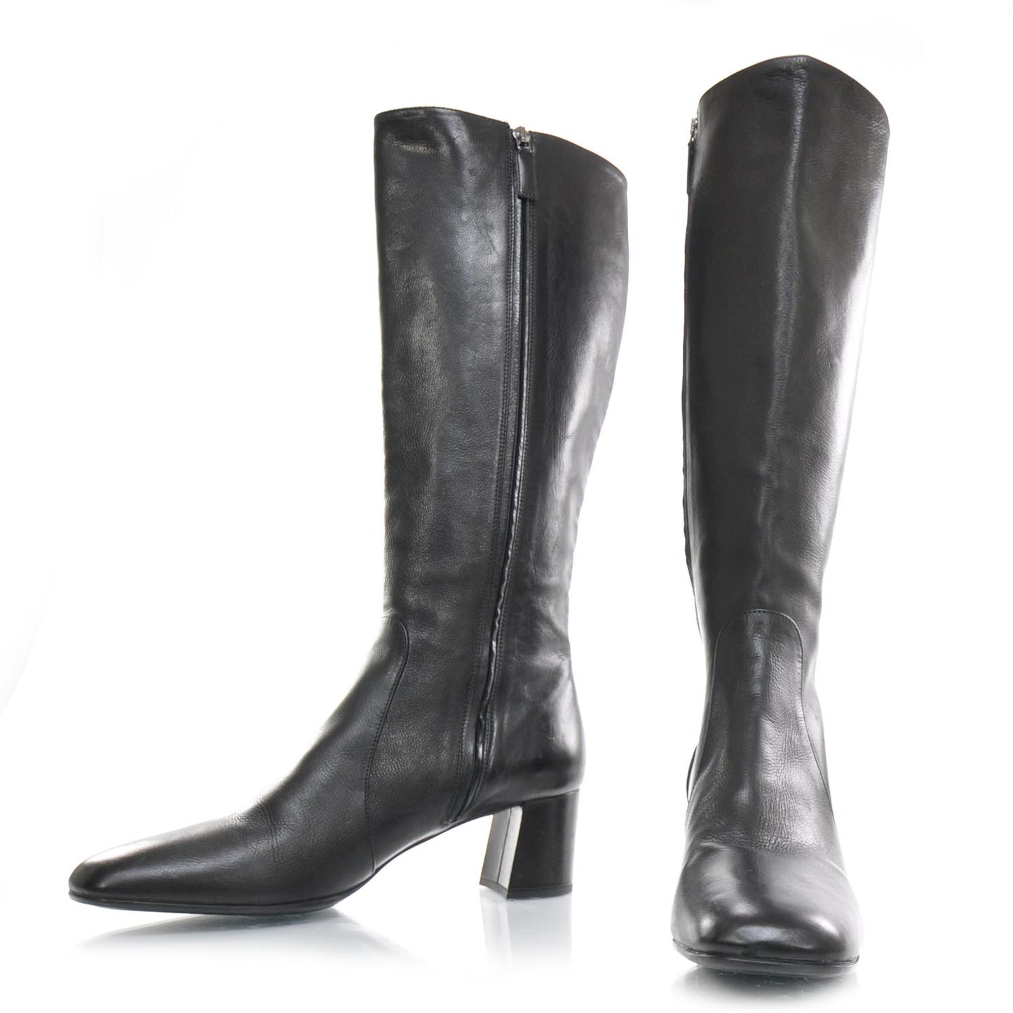 Leather Tall Boots 39.5 Black