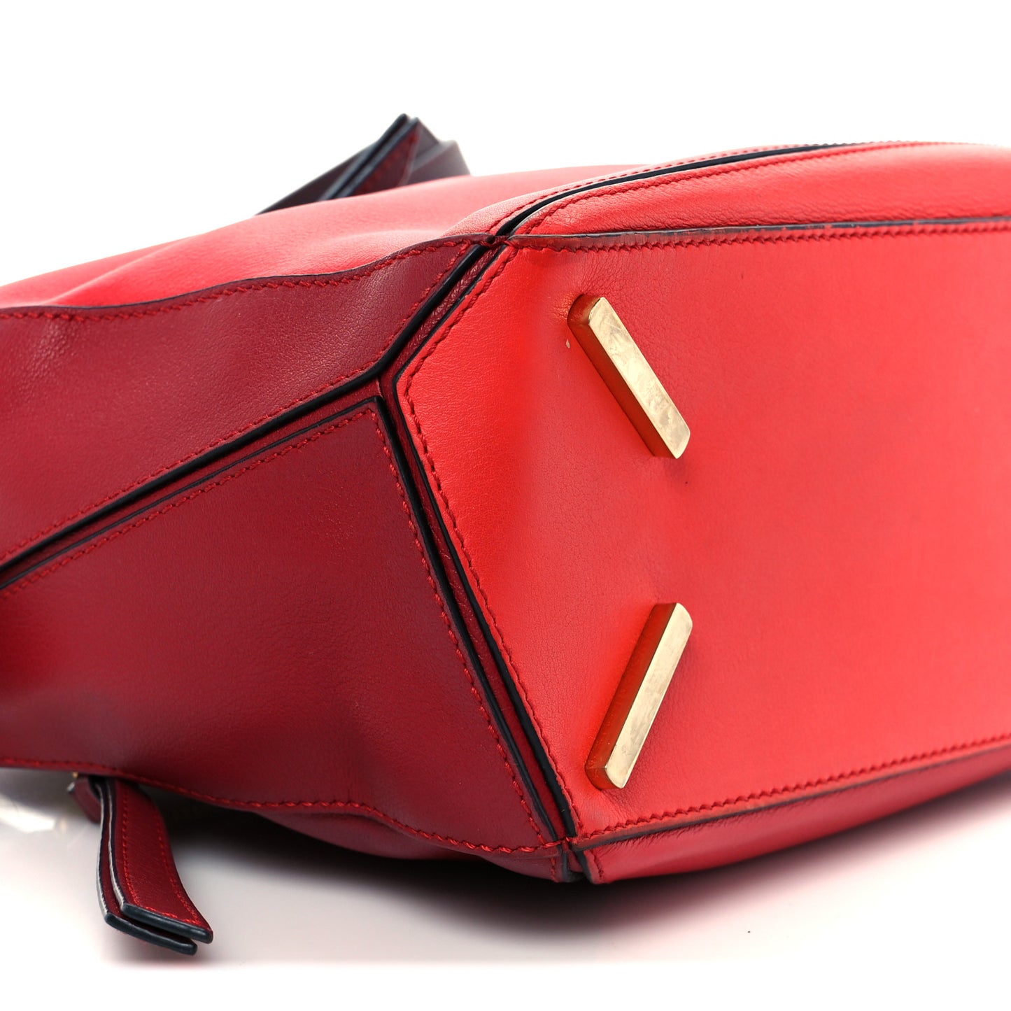 Calfskin Colorblock Small Puzzle Bag Red
