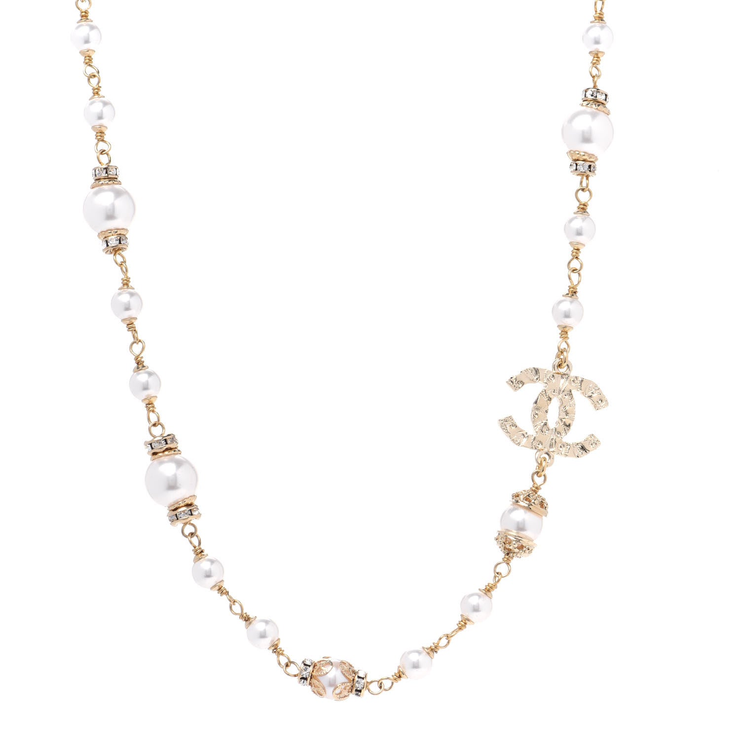 Chanel Pearl CC Short Necklace Gold 1 of 4