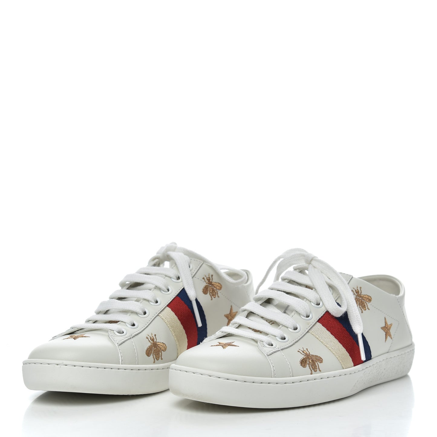 Calfskin Bee Star Embroidered Sylvie Web Ace Sneakers 35.5 White