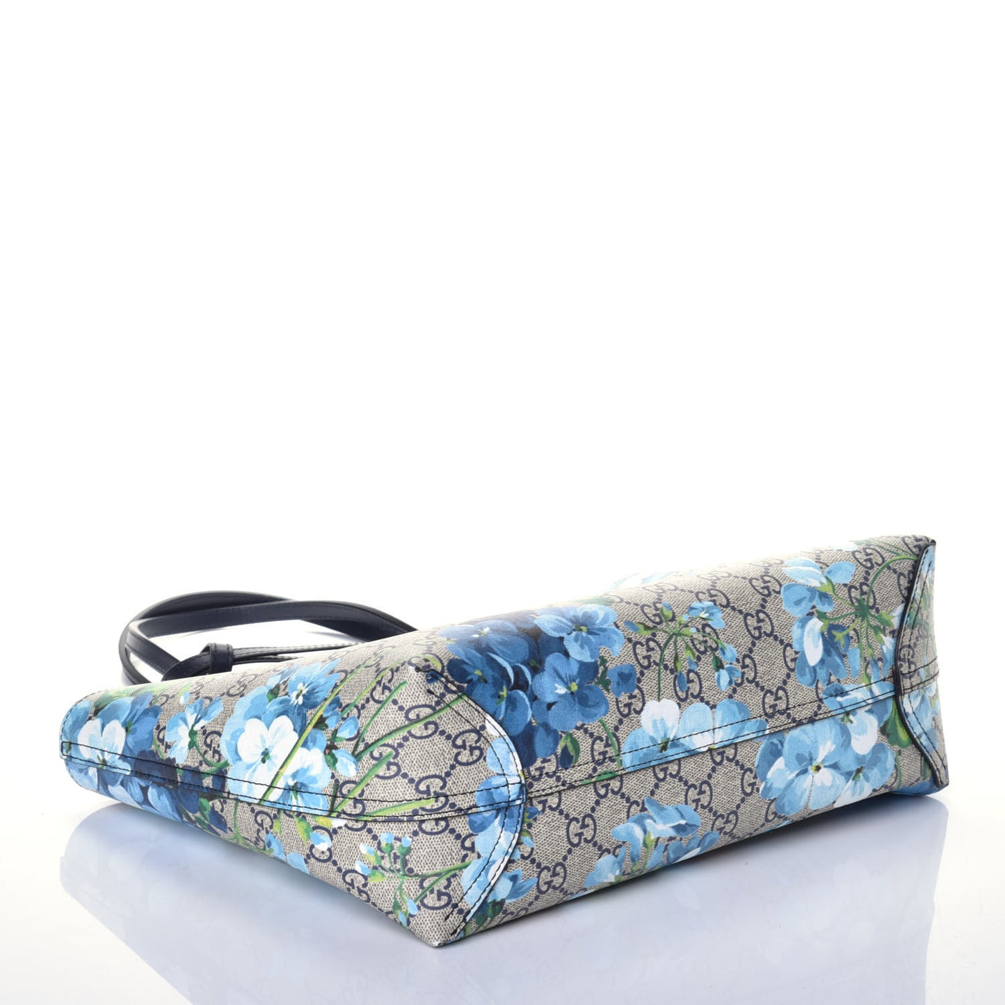 GG Supreme Monogram Blooms Small Reversible Tote Beige Blue Navy