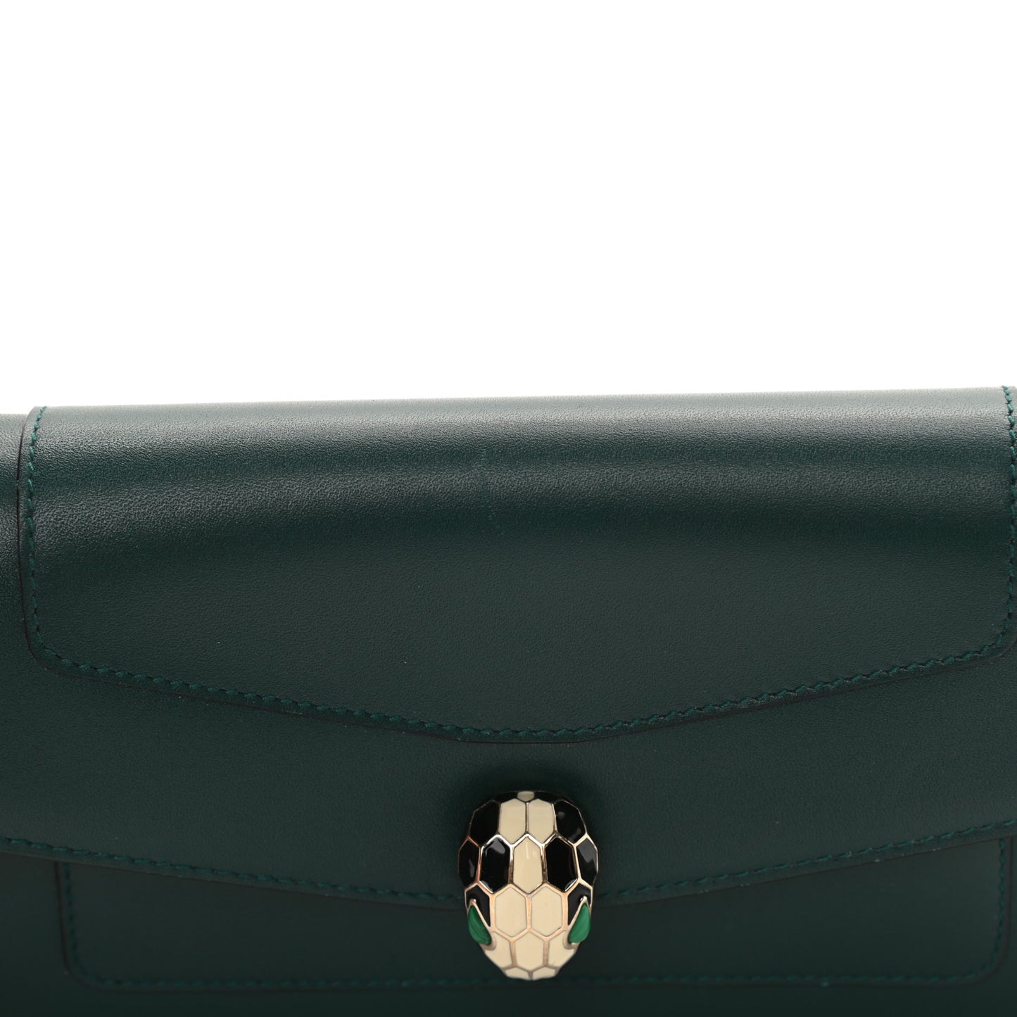Calfskin Serpenti Forever Chain Wallet Green