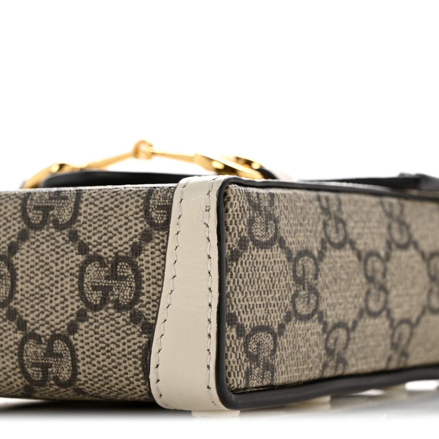 GG Supreme Monogram Azalea Calfskin Mini Horsebit 1955 Crossbody Bag Beige Ebony Mystic White