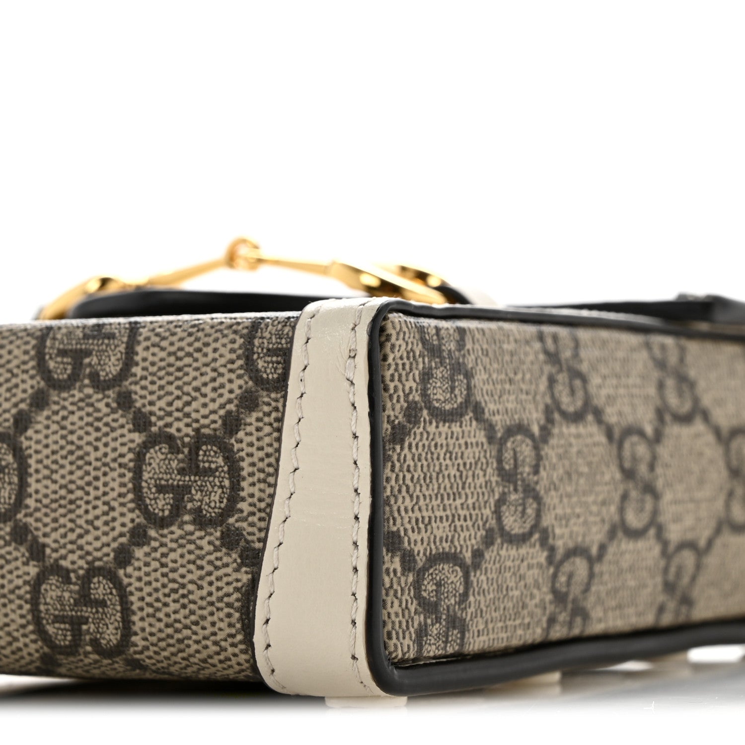 Gucci GG Supreme Monogram Azalea Calfskin Mini Horsebit 1955 Crossbody Bag Beige Ebony Mystic White 10 of 13