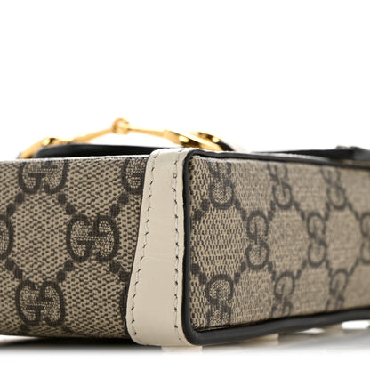 Gucci GG Supreme Monogram Azalea Calfskin Mini Horsebit 1955 Crossbody Bag Beige Ebony Mystic White 10 of 13