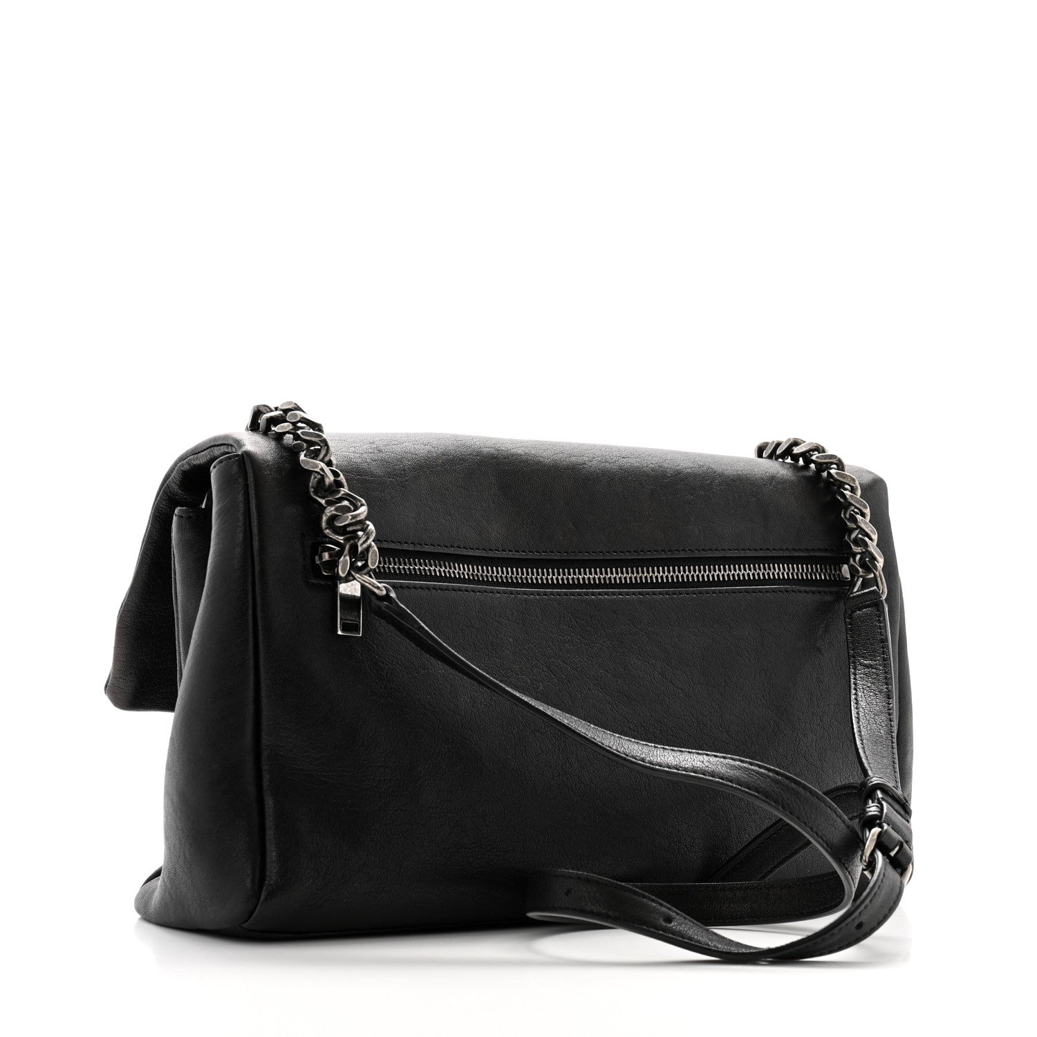 Saint Laurent Sheepskin Medium West Hollywood Monogram Fold-Over Bag Black 3 of 12
