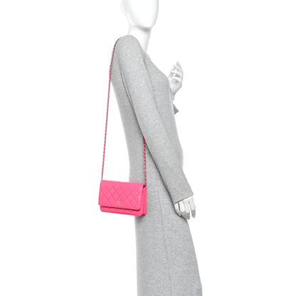 Chanel Caviar Quilted Wallet on Chain WOC Fuchsia 2 of 15