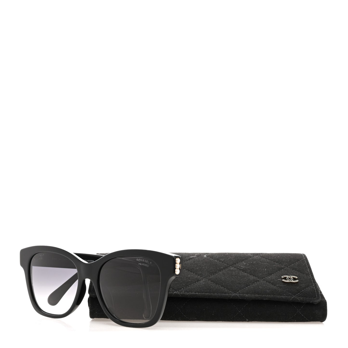 Acetate Polarized Pearl CC Square Sunglasses 5482-H-A Black
