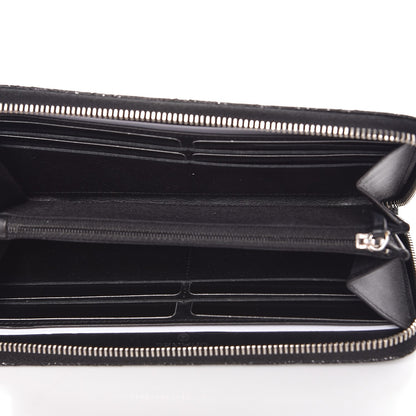 Chanel Glittered Calfskin Quilted Large Gusset Zip Wallet Black 5 of 9