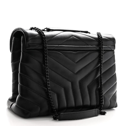 Saint Laurent Calfskin Y Quilted Monogram Monochrome Medium Loulou Chain Satchel Black 3 of 9