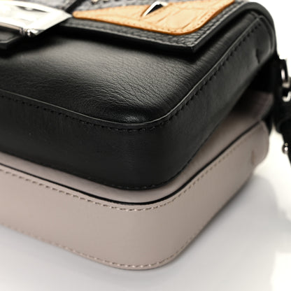 Fendi Calfskin Elaphe Crocodile Monster Studded Micro Double Baguette Black Grigio Polvere 11 of 13